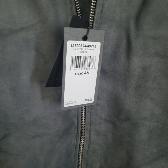 NEW JOHN VARVATOS Men's Suede Leather Jacket in Blue Smoke Size 46 EU - Picture 2 of 7